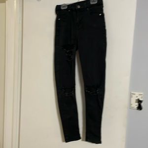 TopShop black distressed Jamie high waisted skinny jeans size 26 length …